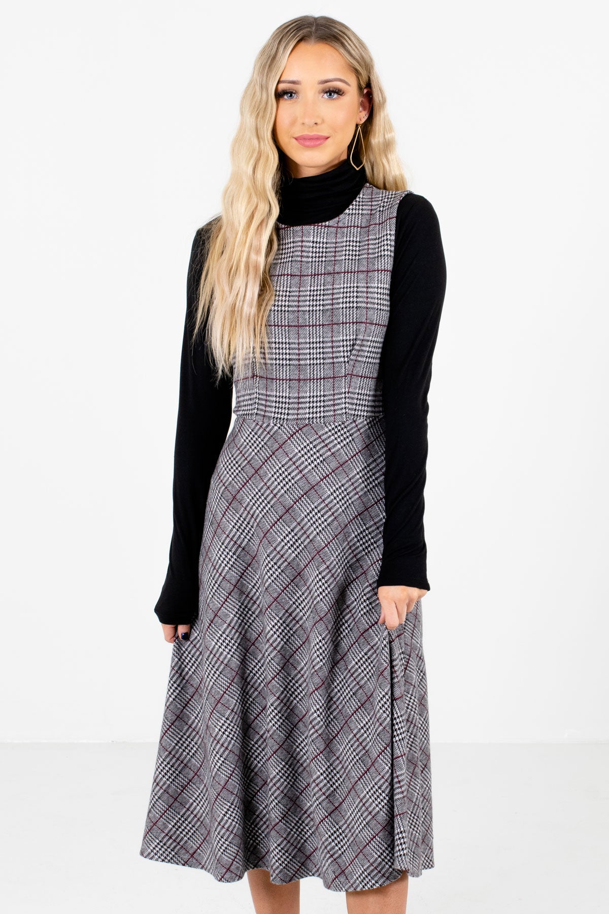 plaid midi dress