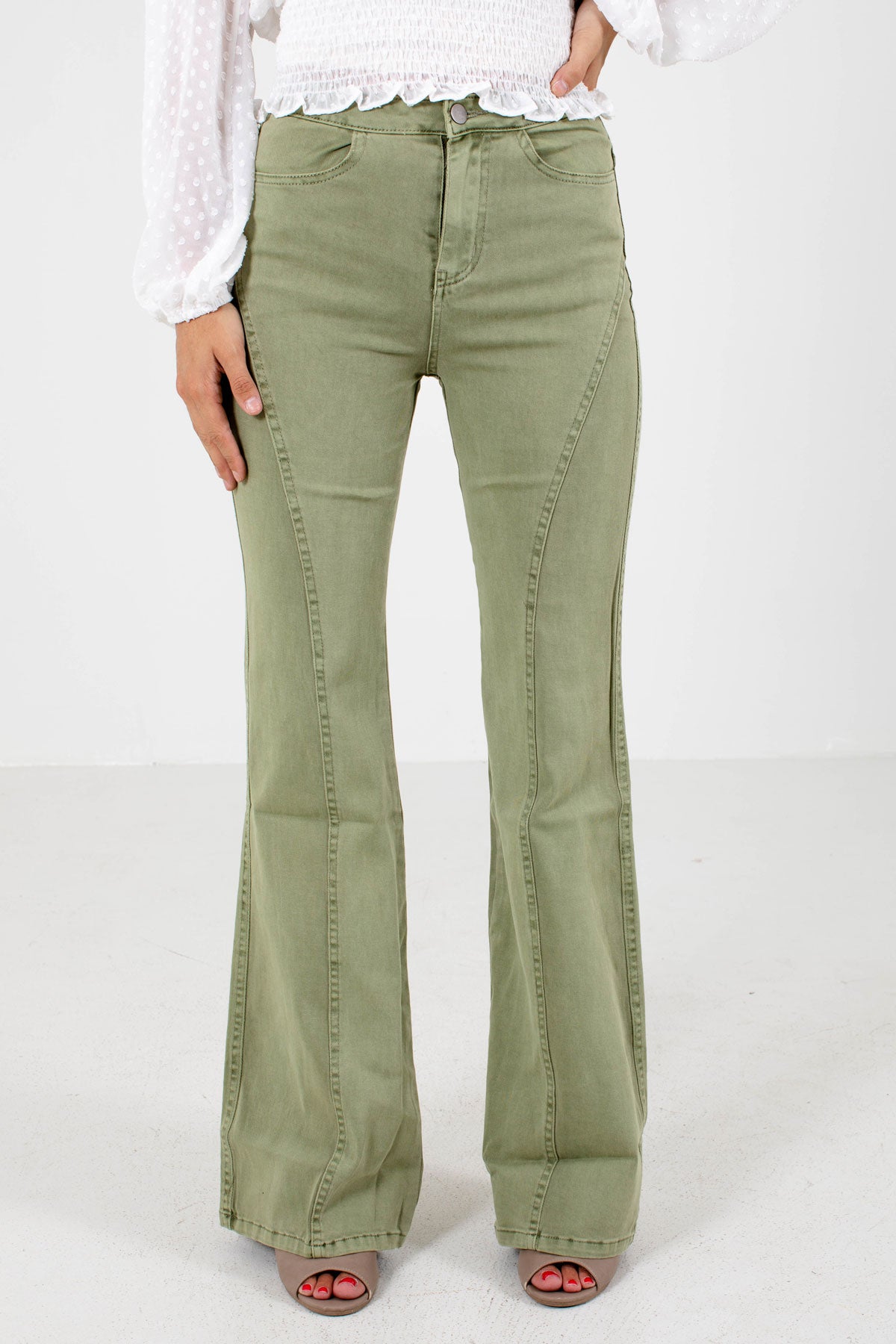 4th + Reckless Tall exclusive kick flare pants in sage green