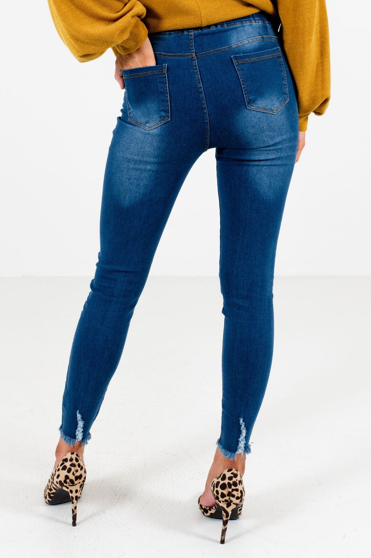 Street Style Dark Wash Blue Jeggings | Boutique Pants for Women - Bella ...