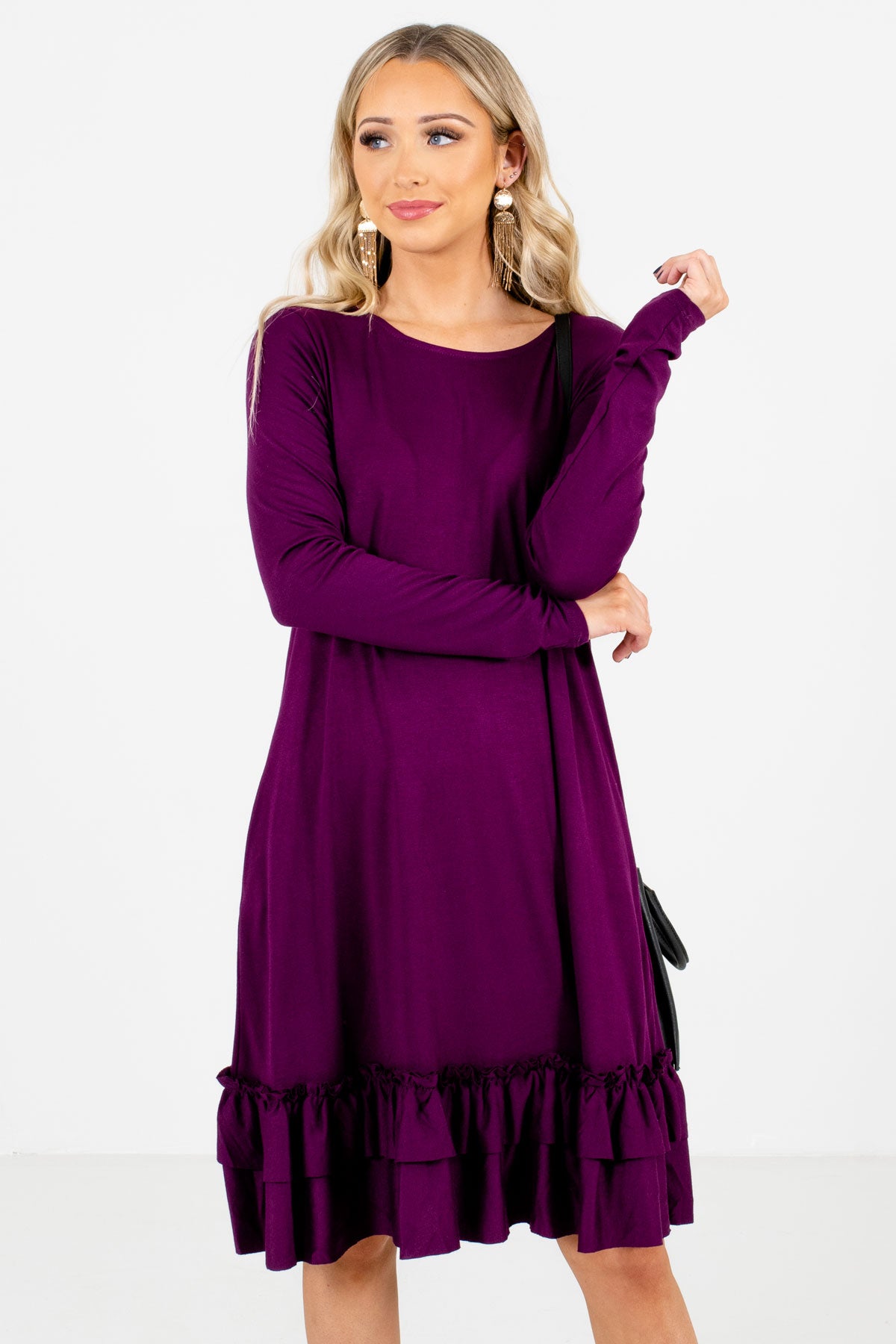 mauve tea length dress