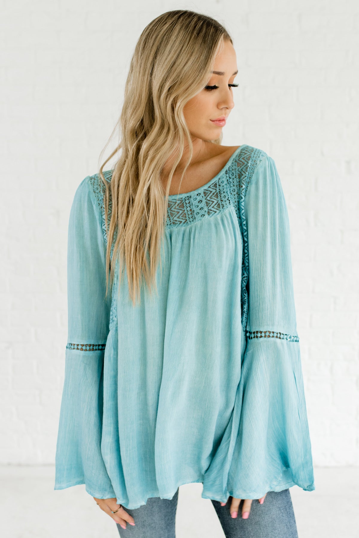 blue peasant blouse