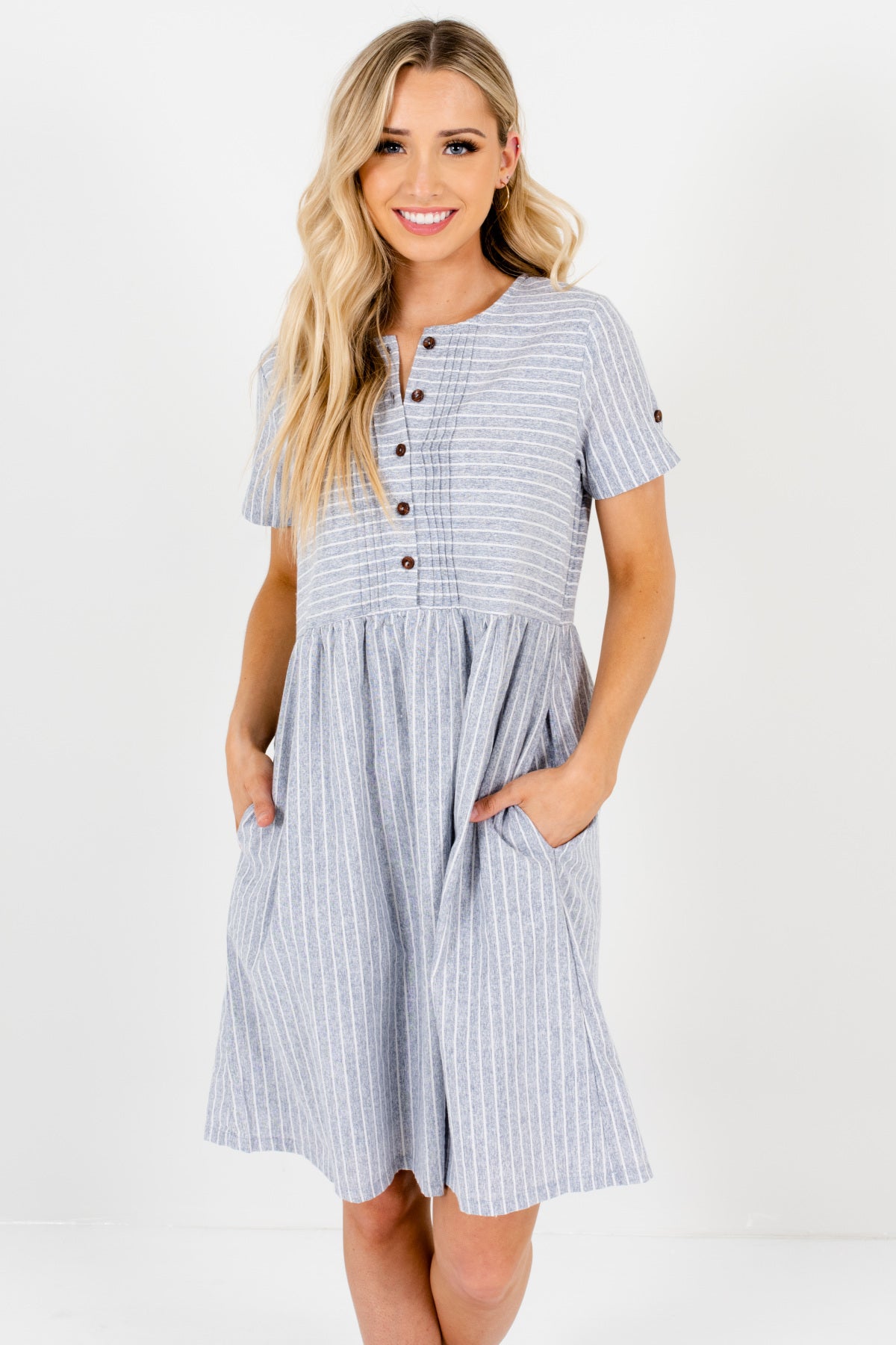 baby blue stripe mini dress