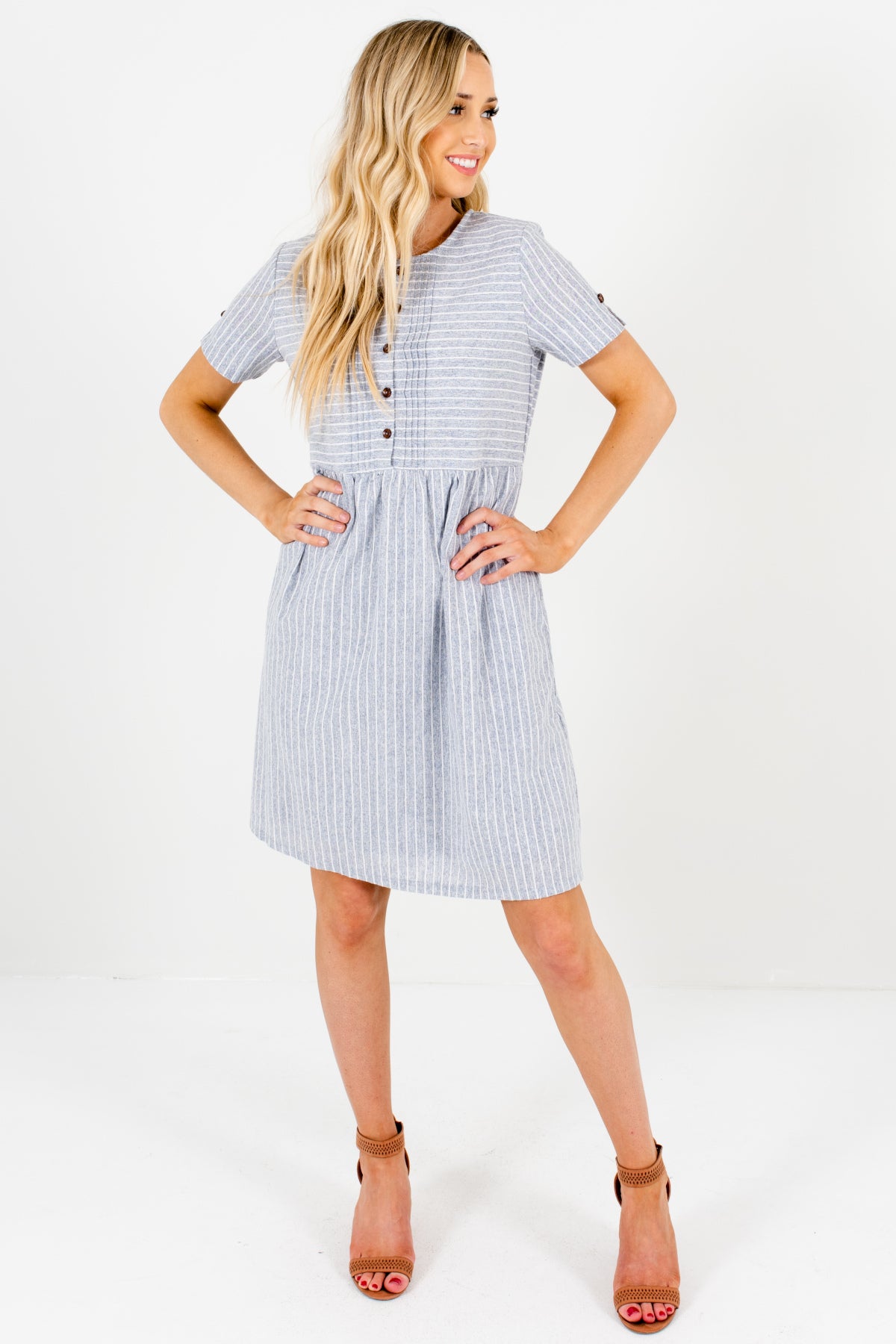 baby blue stripe mini dress