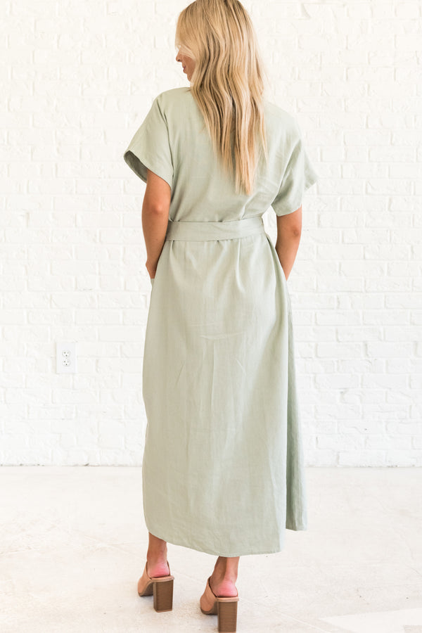 sage maxi dress with sleeves