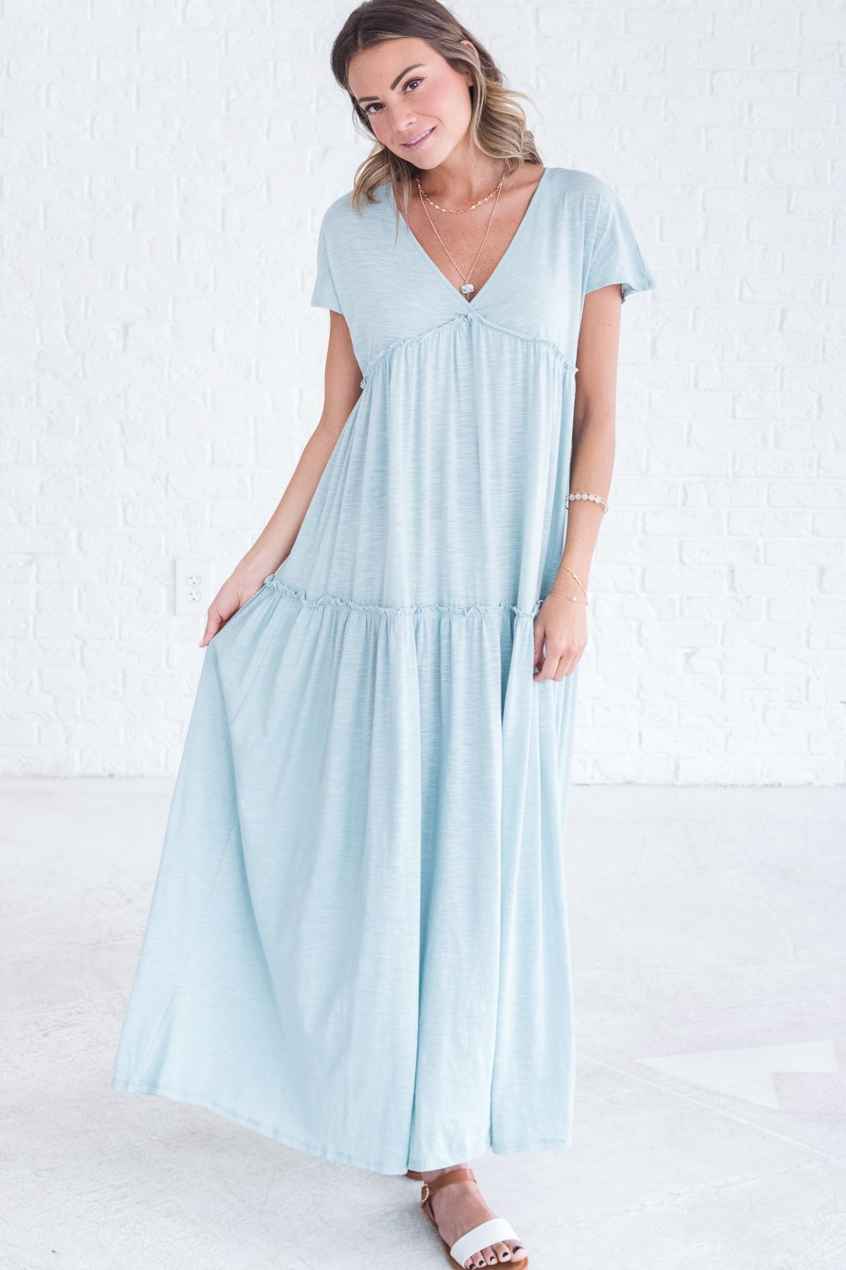 flowy blue maxi dress