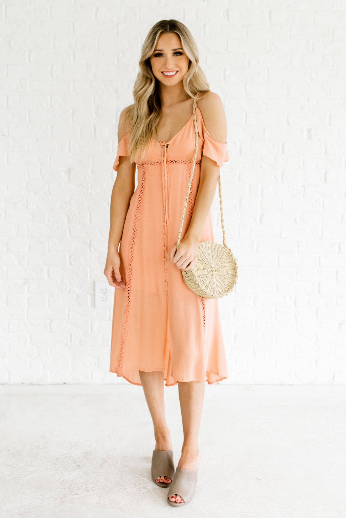 cold shoulder knee length dresses