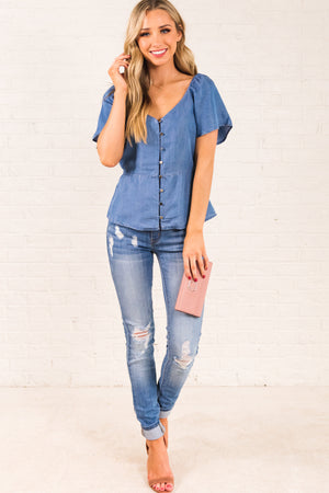 Blue Chambray Affordable Online Boutique Clothing for Women