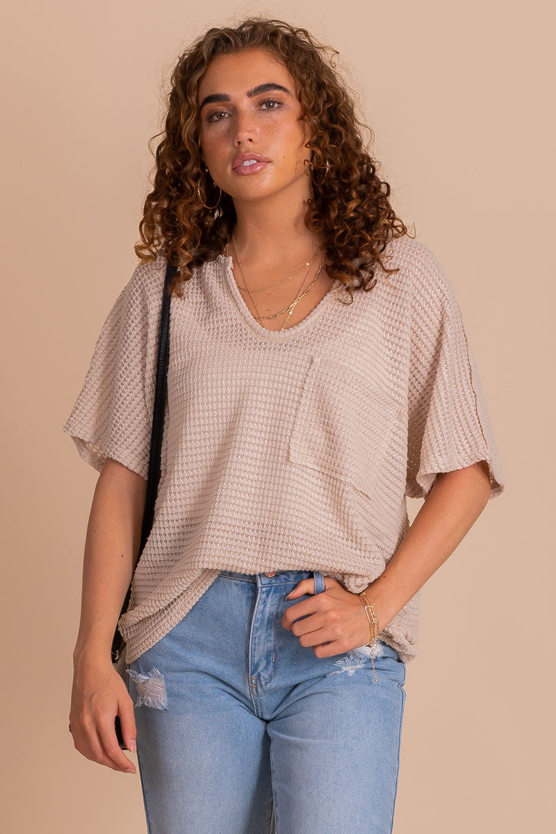 Hold Me Tight Knit Top Off White Women S Oversized Blouse