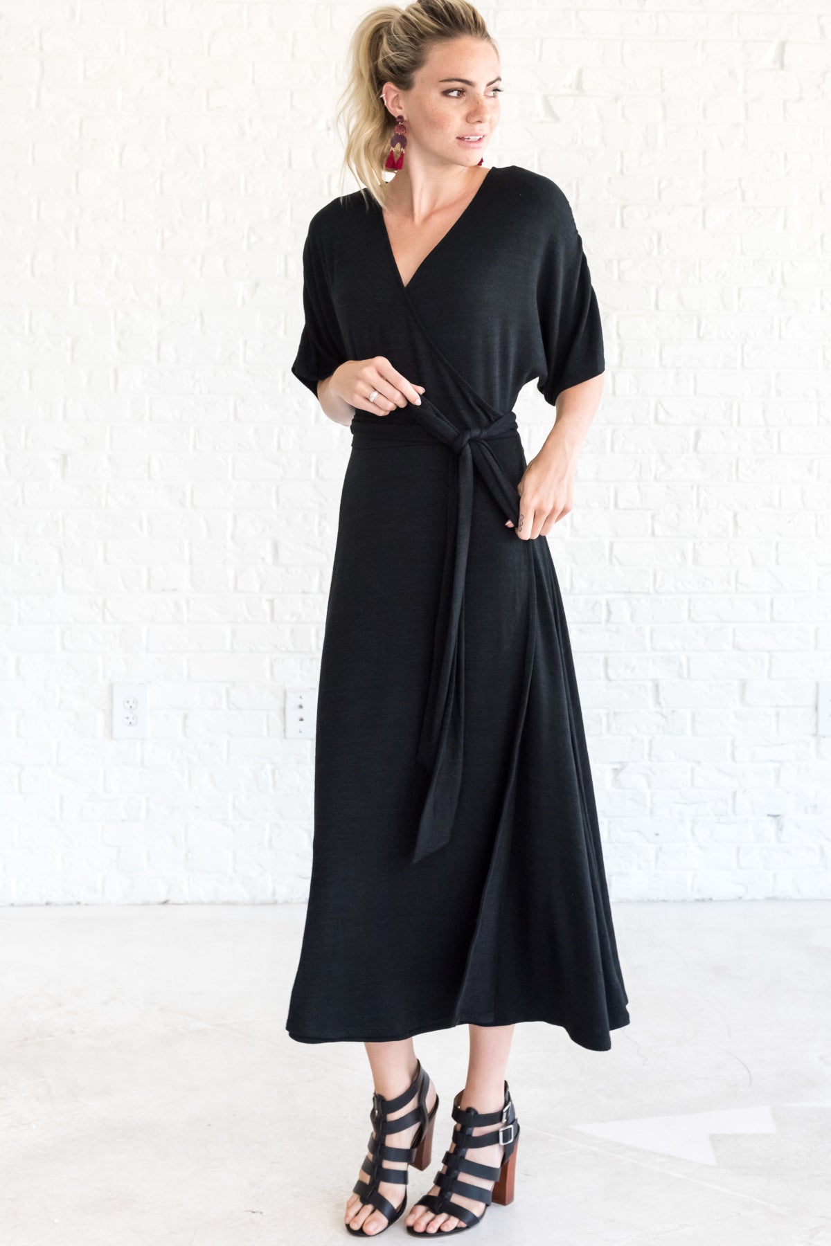 black midi dress flowy