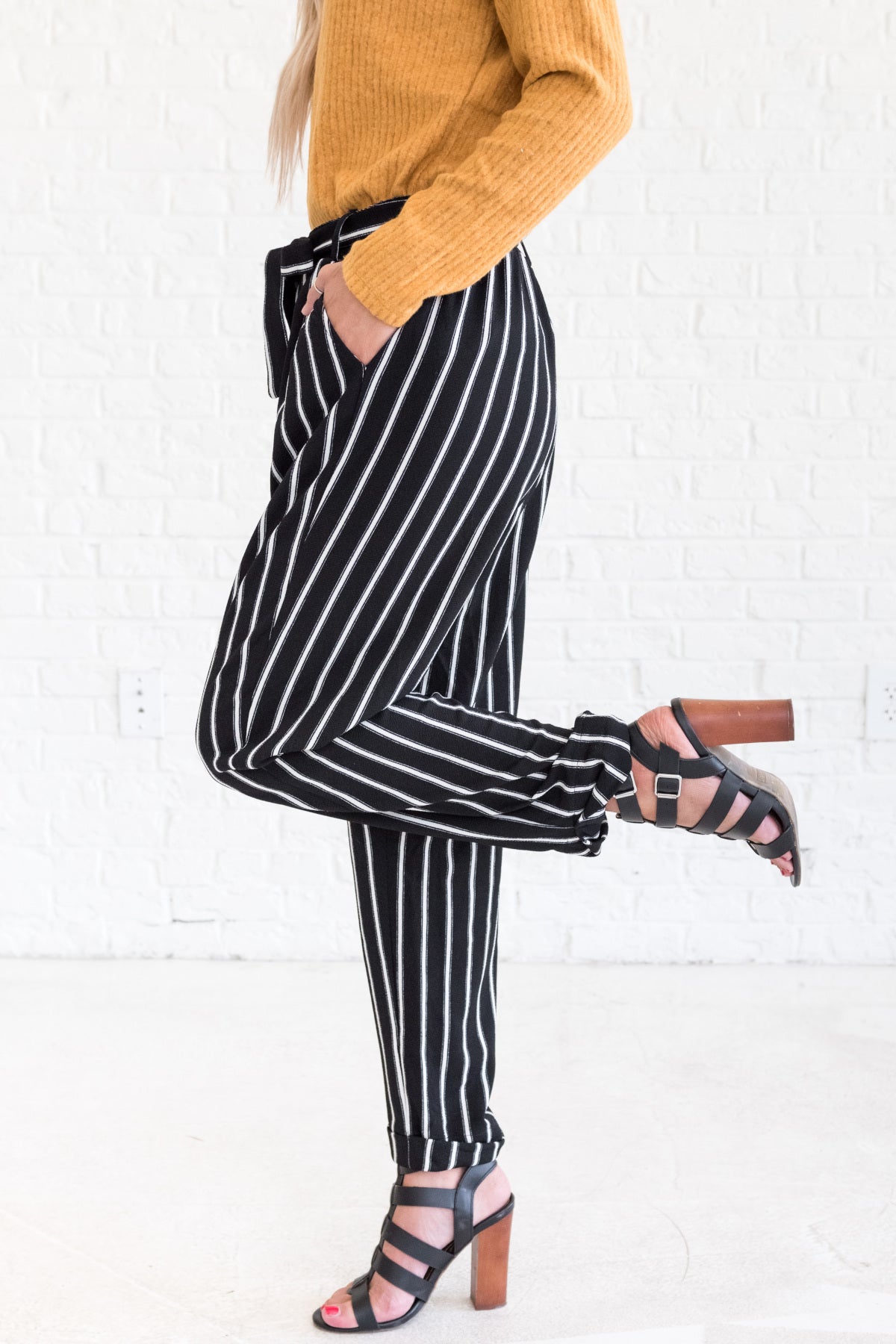 black striped palazzo pants