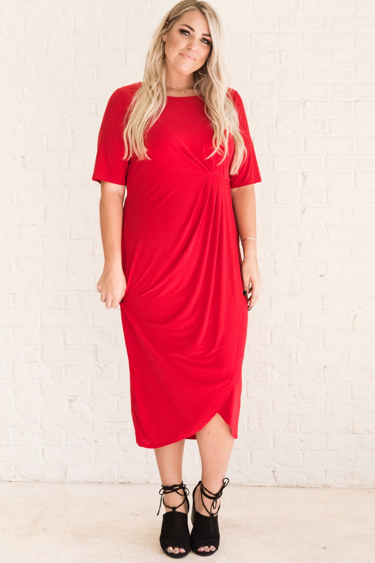 plus size red dress casual