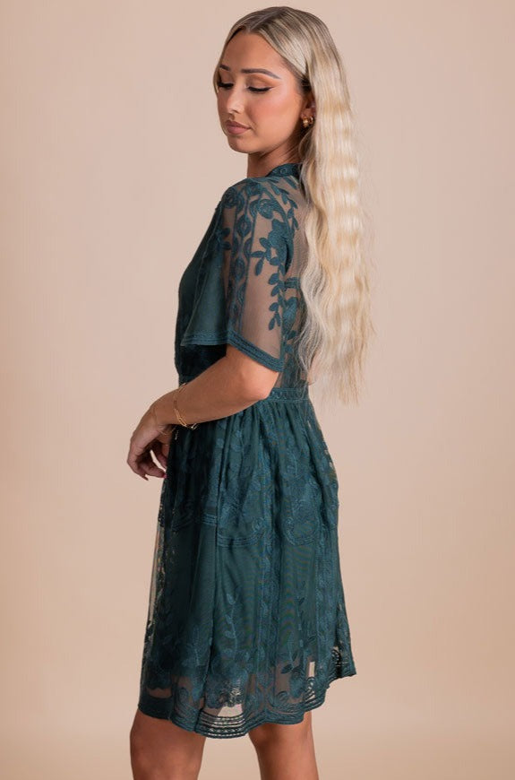 dark teal lace dress