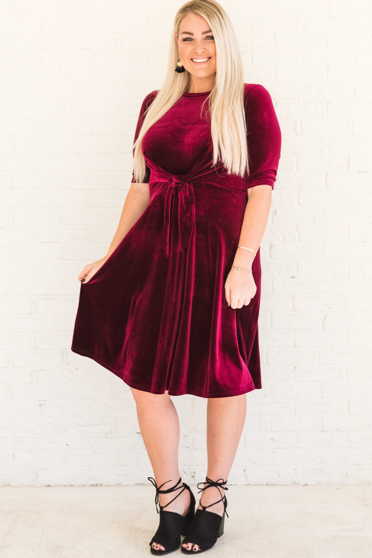 plus size velvet midi dress