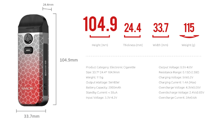 smok nord 4 specifications