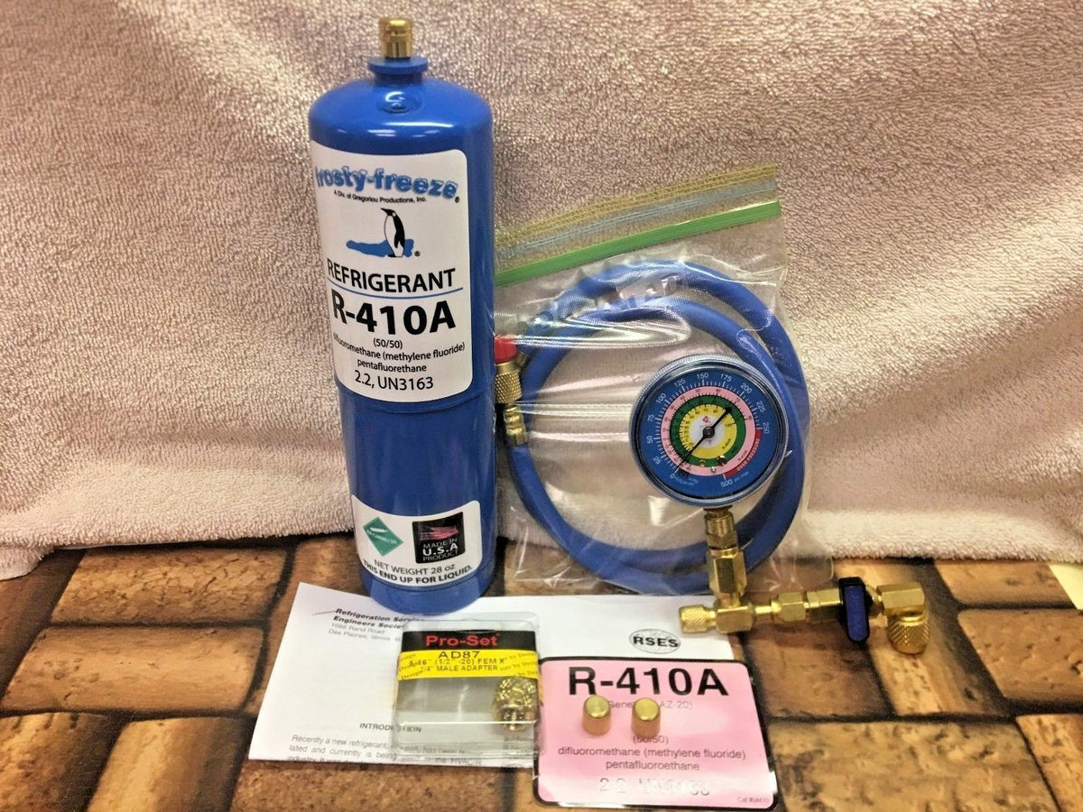 410A, R410a, R410a, Refrigerant Refill Kit Gauge Charging Hose & Inst