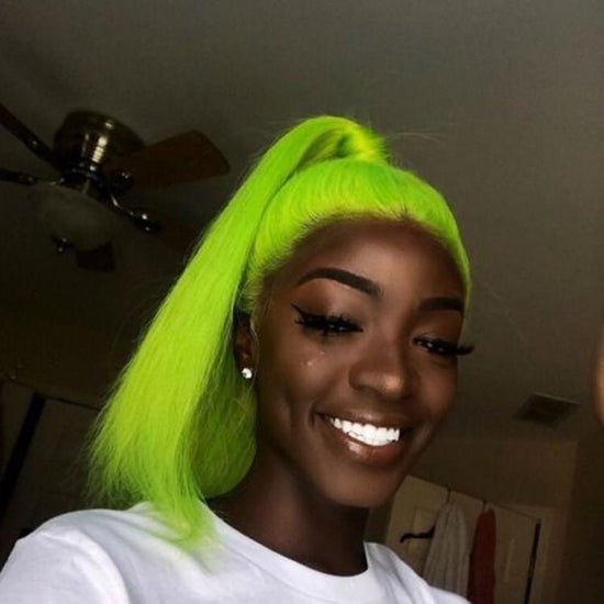 neon green lace front wig