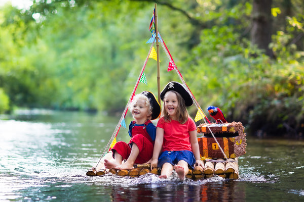 Kids on raft