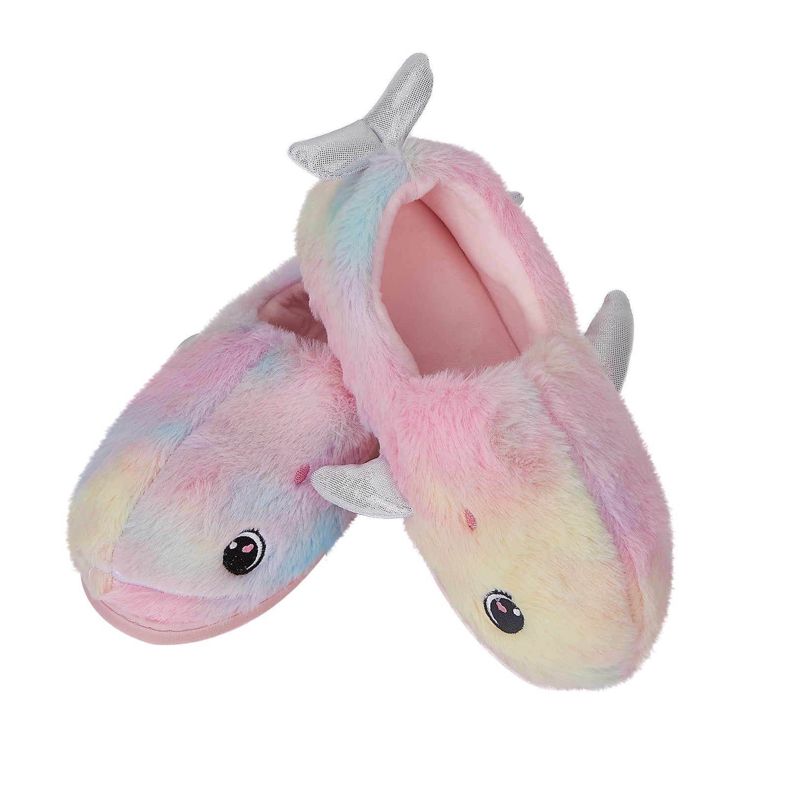 Rainbow Whale Slippers with Roots Warm Fuzzy Microfiber Dusting Animal Slippers Indoor and Outdoor, House Shoes Gifts for Girls/Women | Glow Guards