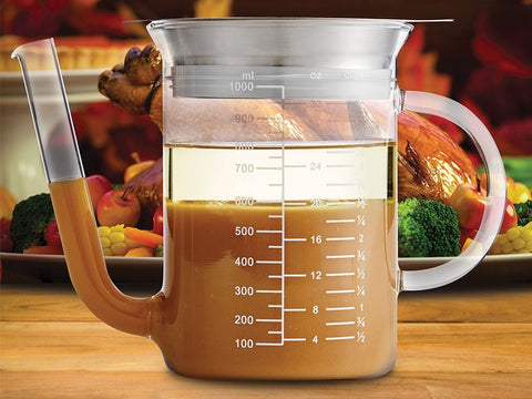 Glass Gravy Strainer And Fat Separator