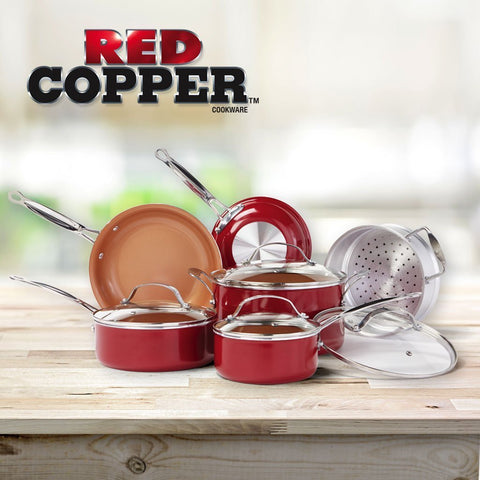 Red Copper 10 Piece Cookware Set