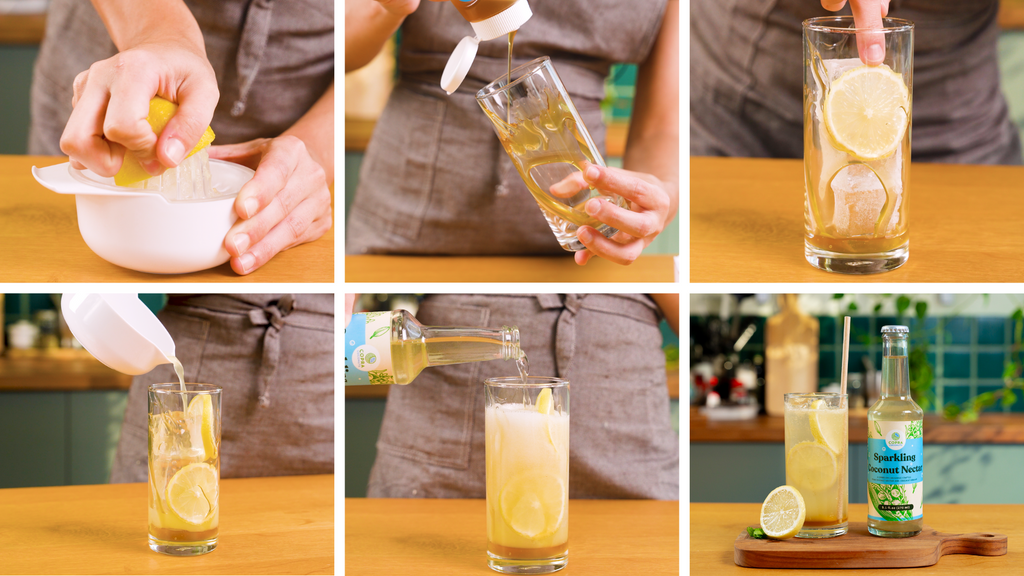 Step by Step Low GI Lemonade: Made with Copra's organic coconut nectar and sparkling coconut nectar