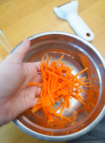 Sliced carrot made with Thai som tam cutting tool 