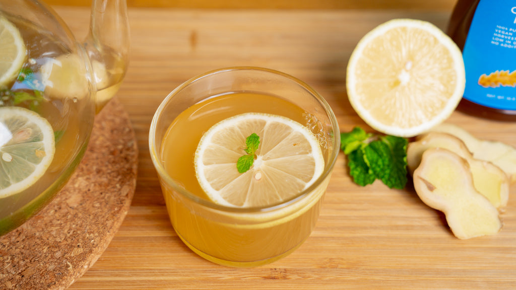 Low GI Ginger Lemon Tea made with Copra's low GI organic coconut nectar
