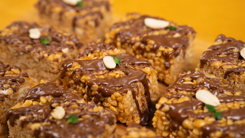 Peanut Butter And Chocolate Rice Krispie Treats made with Copra's organic coconut nectar
