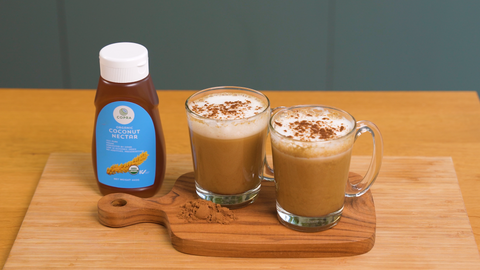 Copra's Low GI Pumpkin Spice Latte made with our Organic Coconut Nectar