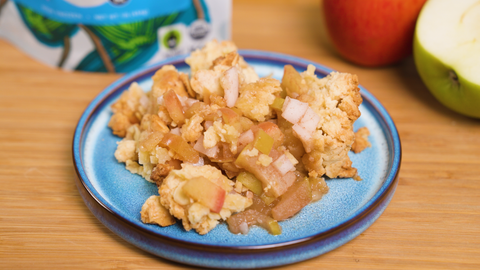 Apple Almond Crumble made with Copra's organic young Thai Nam Hom coconut meat
