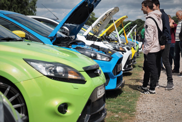 Ford Focus RS Mk2 and Mk3 club display at Oulton Park