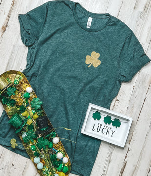 Glitter Shamrock Heather Forest Tee