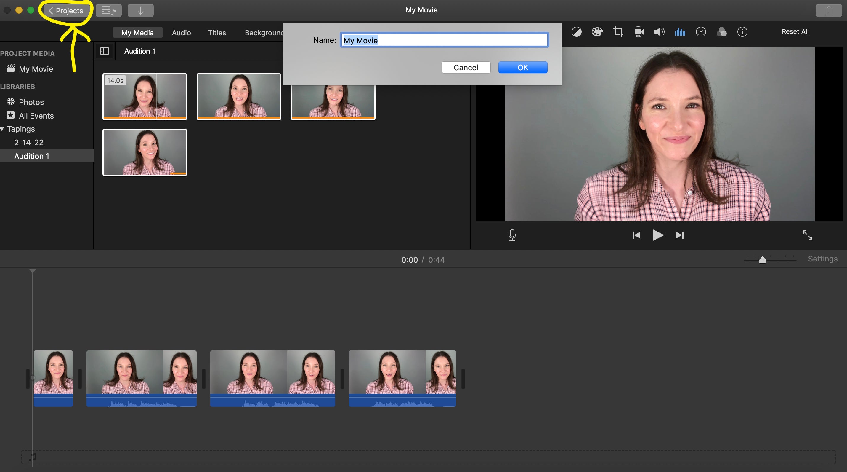 renaming a file in iMovie