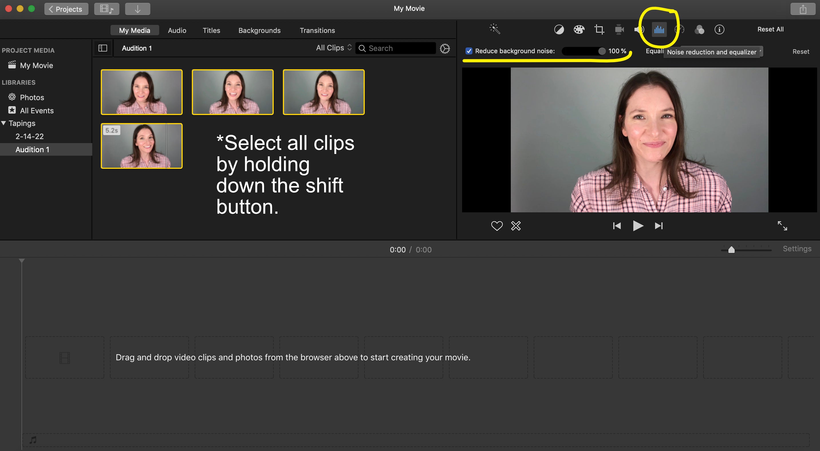 reduce background noise in iMovie