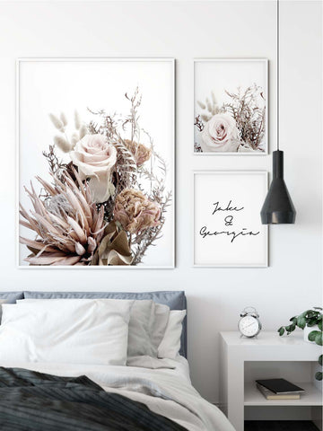 bedroom wall art print interior gallery combination by Yorkelee Prints Australia