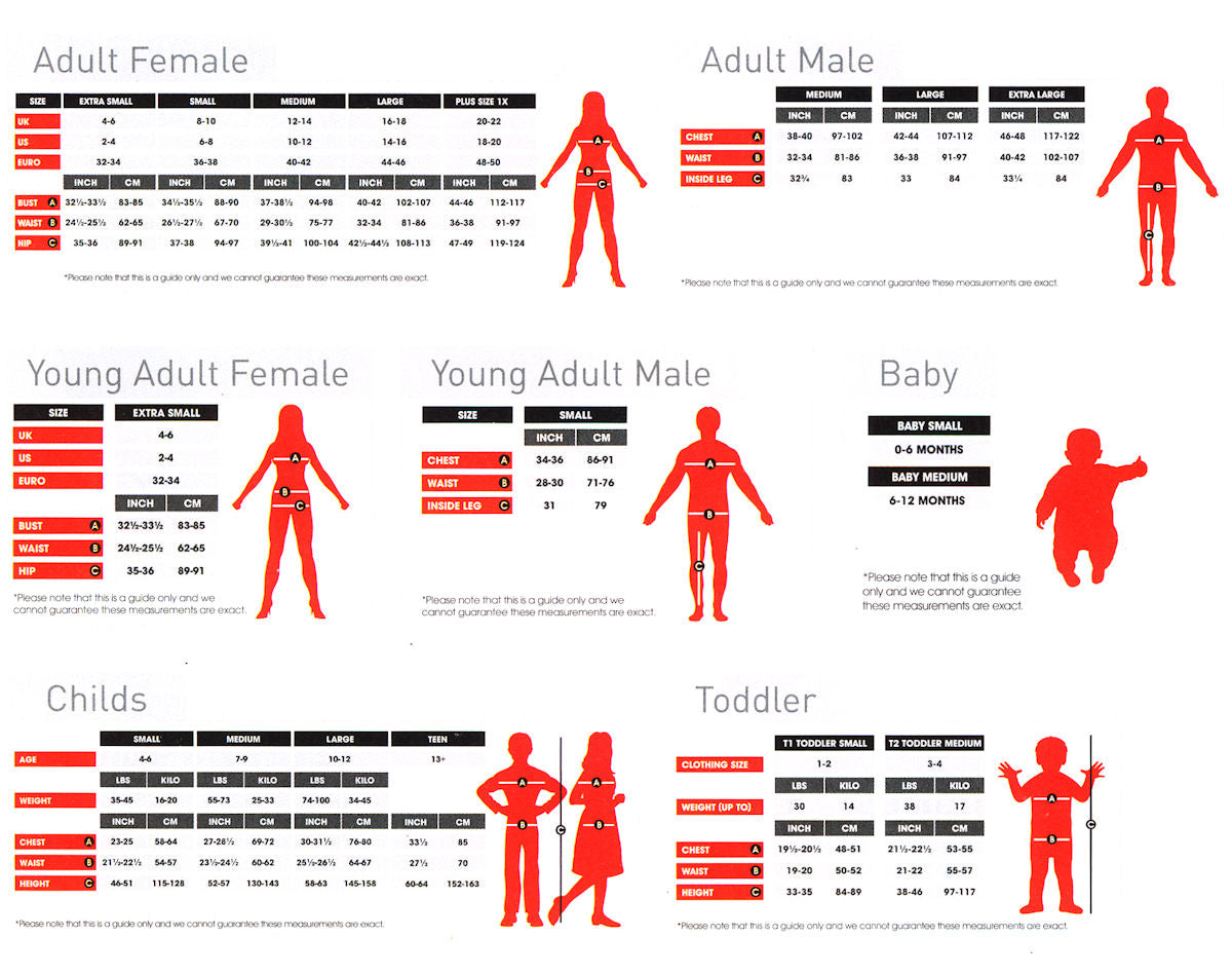 Smiffys Costume Sizes