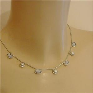 Hadar Designers Handmade Art 925 Sterling Silver Pearl Opalit Necklace (as 5549)