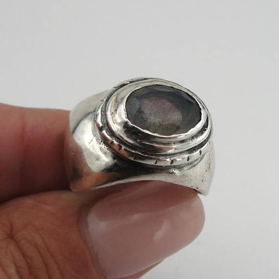 Labradorite Ring, Handmade 925 Sterling Silver Ring, Ring Size 7/5, Long Ring, Labradorite Jewelry, Birthday gift, Free shipping (h 1542