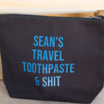 Travel bag - personalised toothpaste and travel shit
