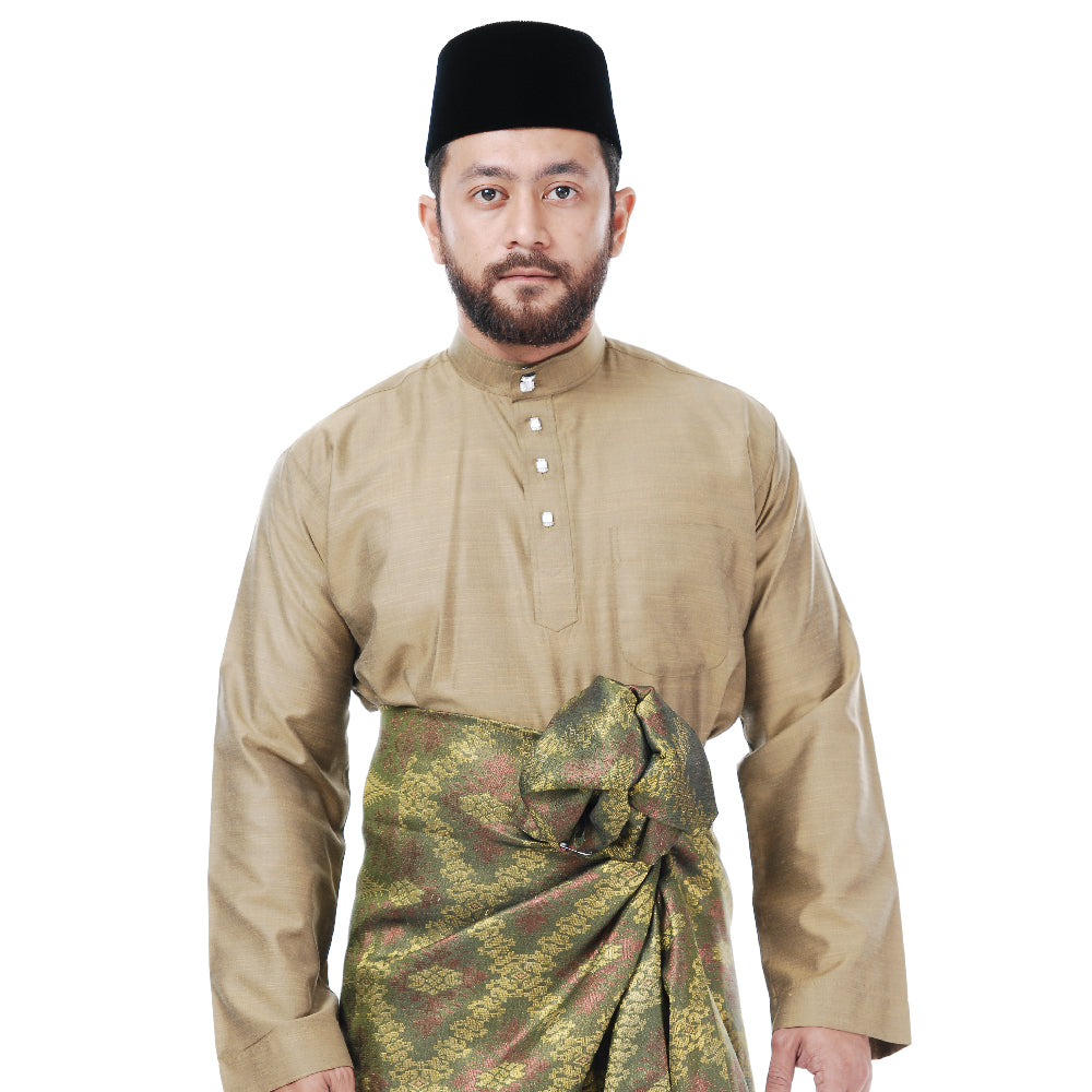 Baju Melayu Tenun Pahang Brown Gold - BMO 1980