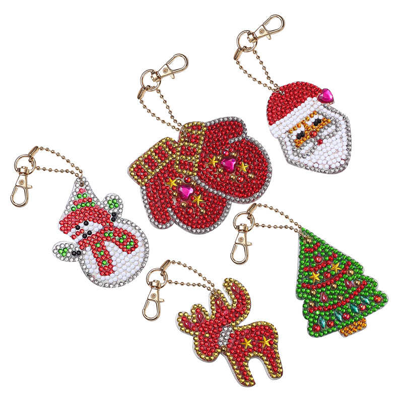 12 Pieces Christmas Diamond Key Chain Kits DIY Diamond Painting