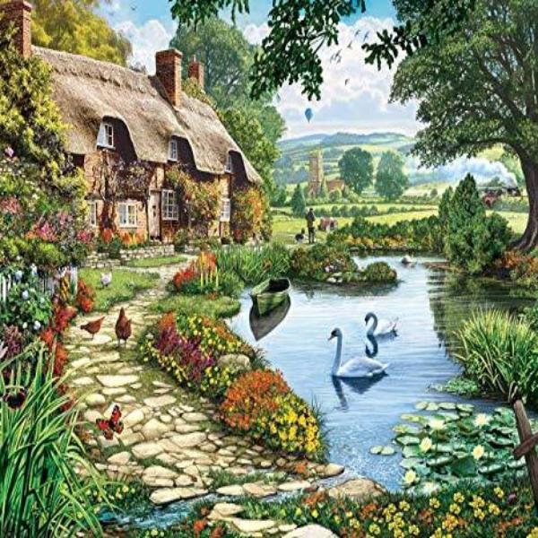 Country Cottage Diamond Painting Kit with Free Shipping – 5D Diamond