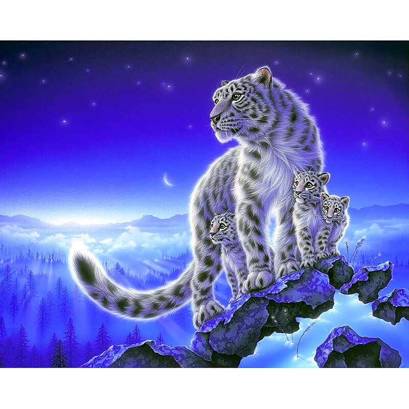 Leopard Animal Diamond Painting Lovely Black And White Themed Design  Decorations
