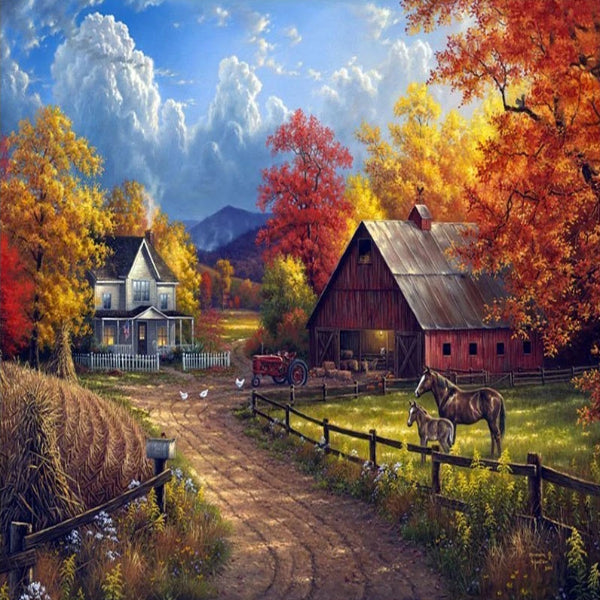 Evening At The Farm Diamond Painting Kit with Free Shipping – 5D ...