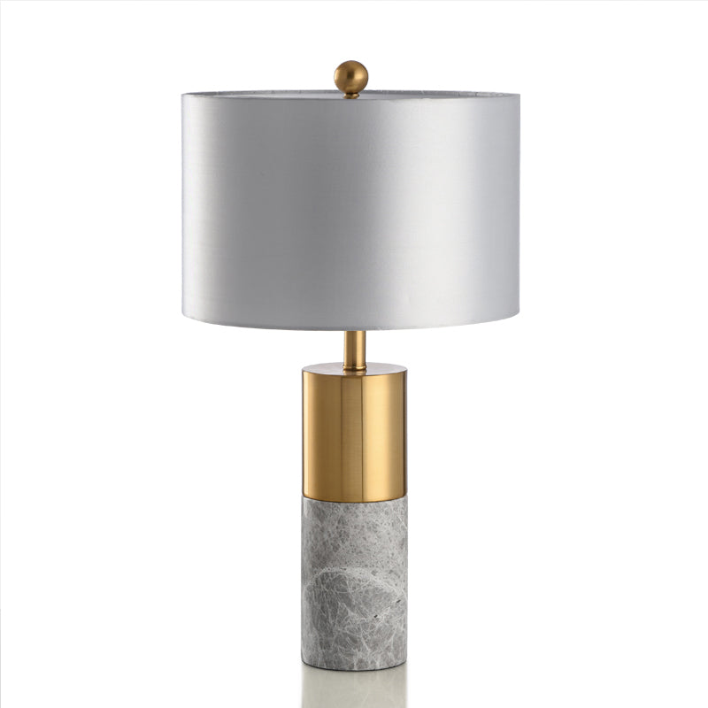 Grey Marble Table Lamp With Gold Trim 