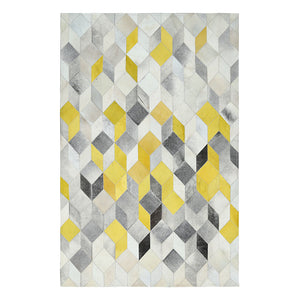 Modern Yellow And Grey Patchwork Cowhide Rug Staunton And Henry