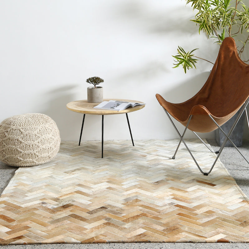 Cream And Fawn Chevron Patchwork Hide Rug At 25 Off Retail