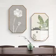 Wide Floral Oriental Wall Art With Wood Frame