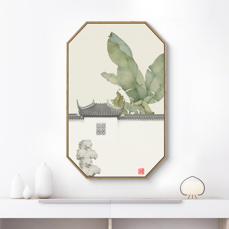 Wide Floral Oriental Wall Art With Wood Frame