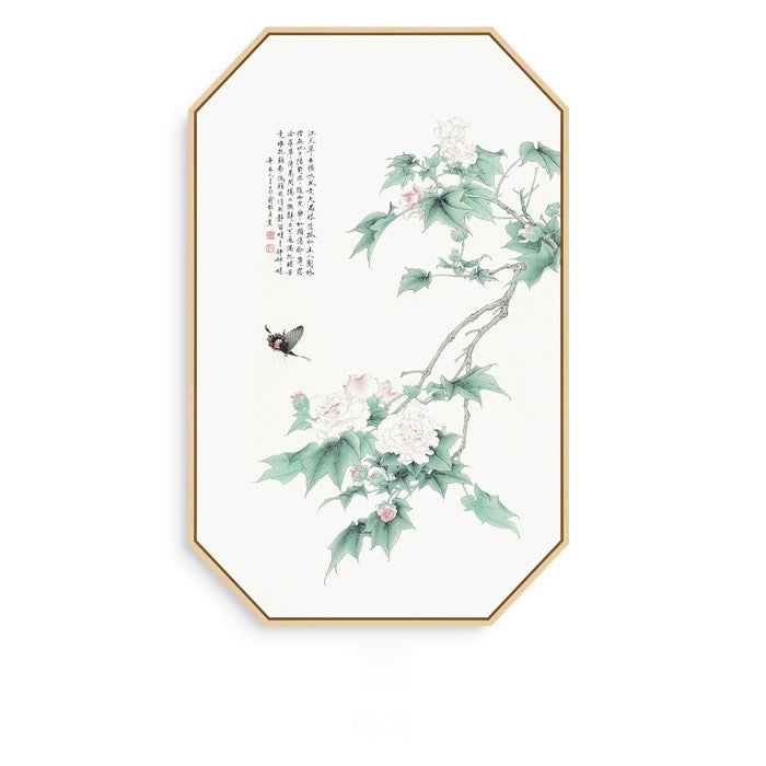 Pink Oriental Wall Art With Floating Frame